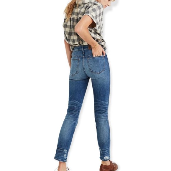 Madewell Denim - Madewell Slim Straight Jeans Distressed Exposed Button-Front